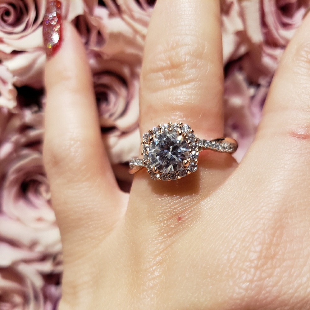 14k Swarovski rose gold ring